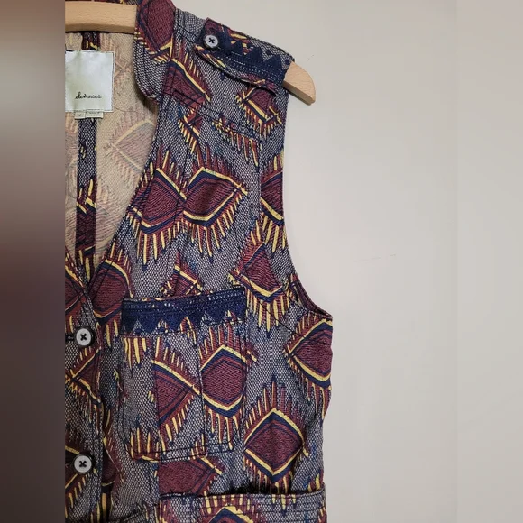Anthropologie Eleveness Geometric Patterned Vest Medium - Picture 4 of 11